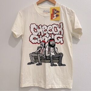 NEW Cheech & Chong Mens Graphic T-Shirt Cream Short‎ Sleeve Size S